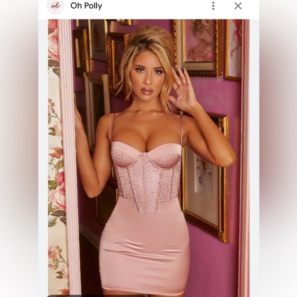 Oh Polly Dresses & Skirts - SATIN EMBELLISHED MINI DRESS IN MAUVE never worn tag still ok size 6